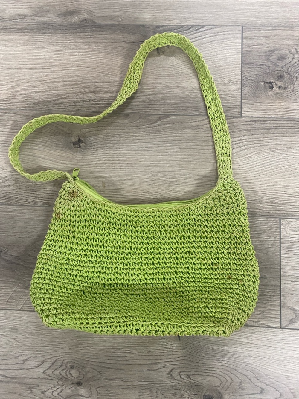 Handwoven Lime Green Crochet Shoulder Bag - Picture 2 of 4